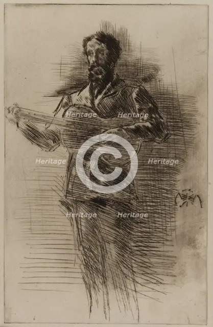 The Guitar Player (M.W. Ridley), 1875. Creator: James Abbott McNeill Whistler.