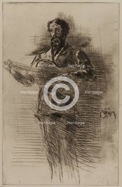 The Guitar Player (M.W. Ridley), 1875. Creator: James Abbott McNeill Whistler.