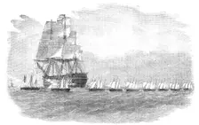 The Gun-Boat Flotilla off Portland - sketched by Lieutenant Montagu O'Reilly, 1856. Creator: Unknown