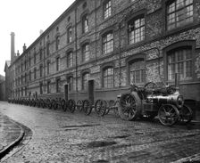 The gun carriage works, Cunard Engine Works, Derby Road, Kirkdale, Liverpool, January 1917. Artist: H Bedford Lemere