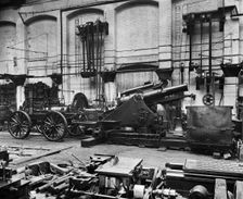 The gun carriage works, Cunard Engine Works, Derby Road, Kirkdale, Liverpool, January 1918. Artist: H Bedford Lemere