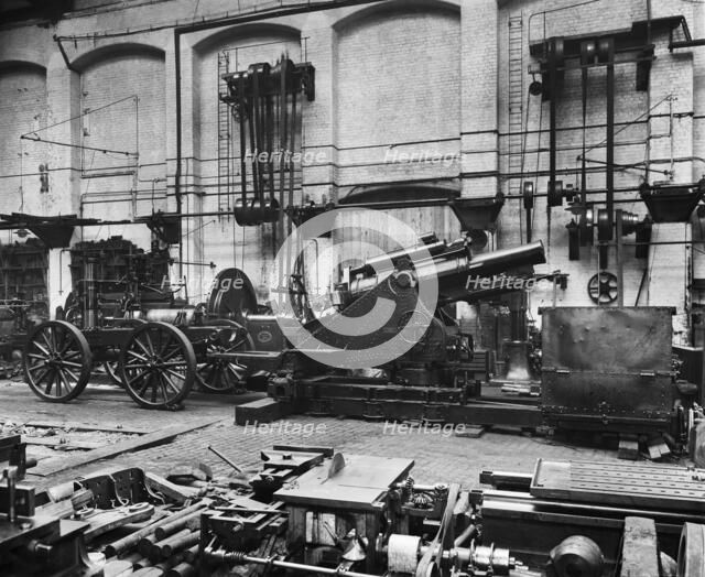 The gun carriage works, Cunard Engine Works, Derby Road, Kirkdale, Liverpool, January 1918. Artist: H Bedford Lemere.