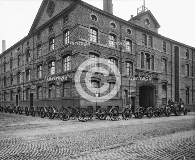 The gun carriage works, Cunard Engine Works, Derby Road, Kirkdale, Liverpool, January 1917. Artist: H Bedford Lemere.