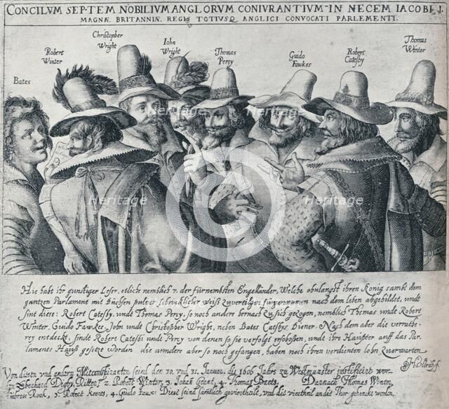 The Gunpowder Plot Conspirators and their Servant Bates, (1605), 1901. Artist: Unknown