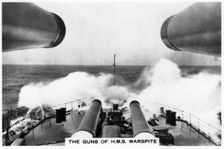 The guns of the battleship HMS Warspite 1937