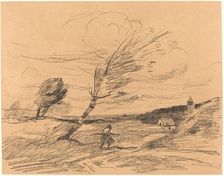The Gust of Wind (Le Coup de vent), 1871. Creator: Jean-Baptiste-Camille Corot