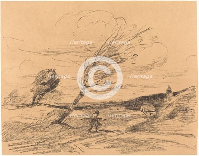 The Gust of Wind (Le Coup de vent), 1871. Creator: Jean-Baptiste-Camille Corot.