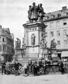 The Gutenberg Monument, Frankfurt, Germany, late 19th century. Artist: John L Stoddard