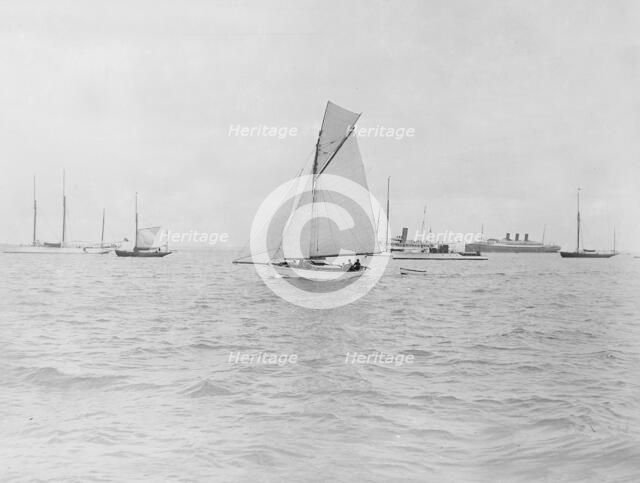 The gaff cutter 'Wigeon' under sail, 1910. Creator: Kirk & Sons of Cowes.