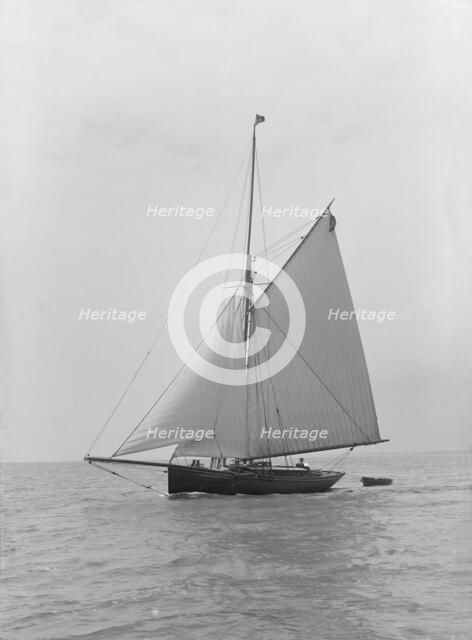 The gaff rigged cutter 'Wych' under sail, 1914. Creator: Kirk & Sons of Cowes.