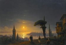 The Galata Tower By Moonlight , 1845. Creator: Aivazovsky, Ivan Konstantinovich (1817-1900)