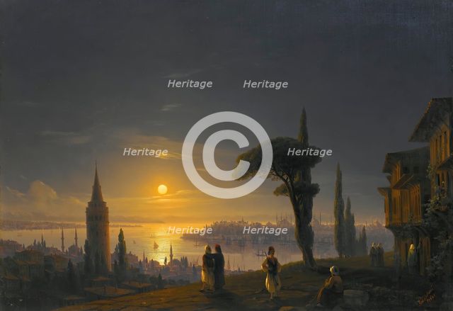 The Galata Tower By Moonlight , 1845. Creator: Aivazovsky, Ivan Konstantinovich (1817-1900).