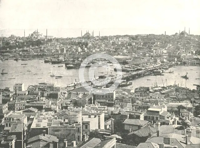 The Galata bridge across the Golden Horn, Constantinople, Ottoman Empire, 1895.   Creator: W & S Ltd.