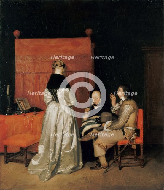 The Gallant Conversation (The Paternal Admonition), ca 1654. Creator: Ter Borch, Gerard, the Younger (1617-1681).