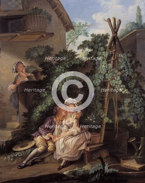 The gallant gardener, c1770. Creator: Ecole Francaise.