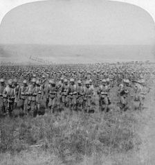 The gallant Guards Brigade marching on Brandfort Boer War, South Africa, 1901. Artist: Underwood & Underwood