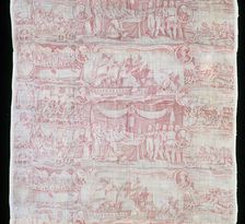 The Gallant Decatur and His Brave Tars Capturing the Algerine Admiral (Furnishing Fabric), c. 1820. Creator: Unknown