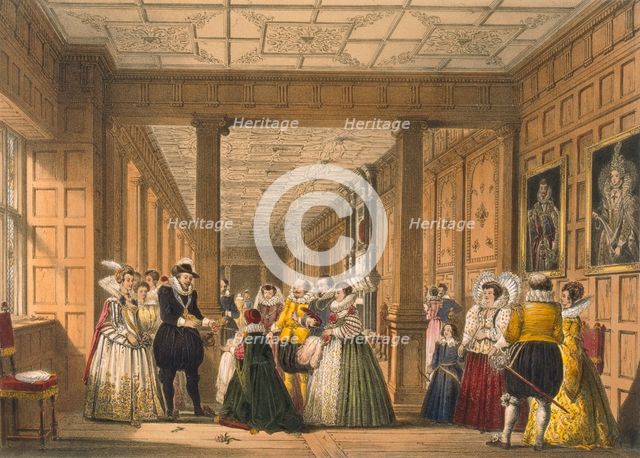 The Gallery at Hatfield House, Hertfordshire, pub. 1838. Creator: Joseph Nash (1809-78).