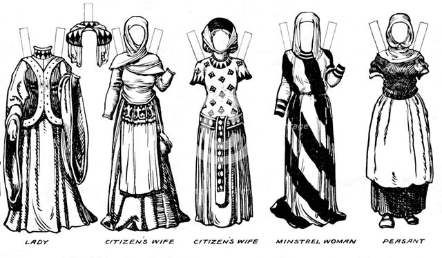 'The Gallery of Costume: Dresses Worn in the Last Years of Edward III's Reign', c1934. Artist: Unknown.