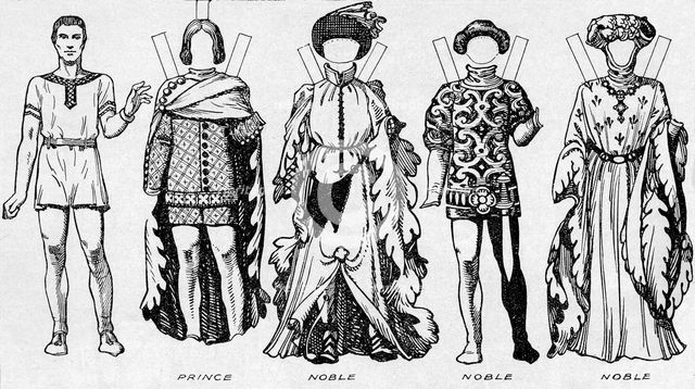 'The Gallery of Costume: Dresses Worn in the Last Years of Edward III's Reign', c1934. Artist: Unknown.