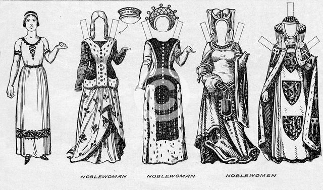 'The Gallery of Costume: Dresses Worn in the Last Years of Edward III's Reign', c1934. Artist: Unknown.