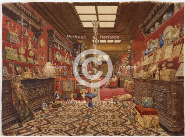 The Gallery of Alexander Basilewsky residence in Paris, 1870. Artist: Vereshchagin, Vasili Vasilyevich (1842-1904)