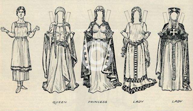 'The Gallery of British Costume: Types of Dress in Early Plantagenet Times', c1934. Artist: Unknown.