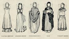 The Gallery of British Costume: Types of Dress in Early Plantagenet Times c1934