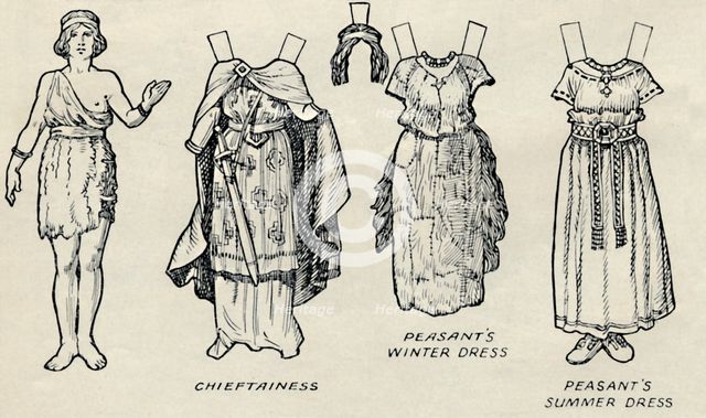 'The Gallery of Historic Costume: What The Britons and Romans Used To Wear', c1934. Artist: Unknown.