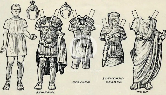 'The Gallery of Historic Costume: What The Britons and Romans Used To Wear', c1934. Artist: Unknown.