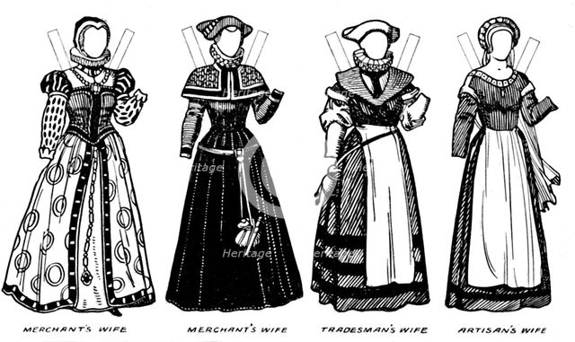'The Gallery of Historic Costume: Some of the Dresses Worn in Elizabeth's Reign', c1934. Artist: Unknown.