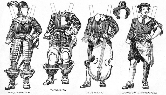 'The Gallery of Historic Costume: Some Dresses of Cavaliers and Roundheads', c1934. Artist: Unknown.