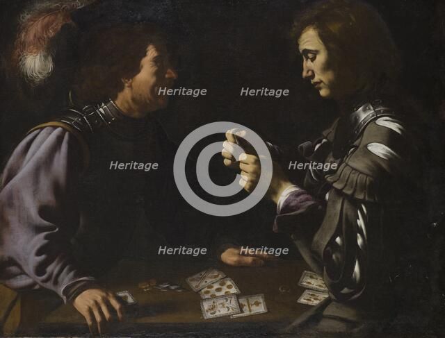 'The Gamblers', or 'Card Players, painting by Antiveduto Grammatica in Apsley House, London.  Artist: Patricia Payne.