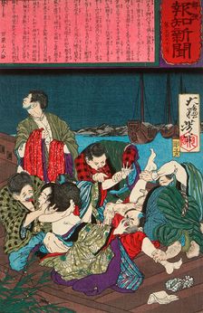 The Gang Rape of Hisazo's Girlfriend, Omatsu, 1875. Creator: Tsukioka Yoshitoshi