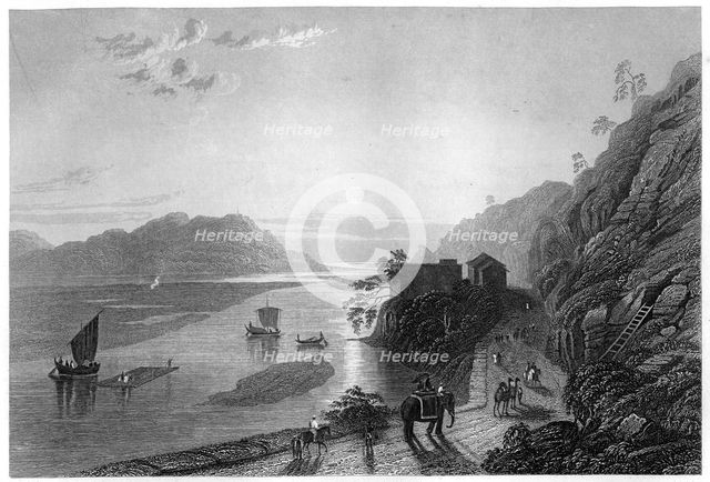 The Ganges entering the plains near Hurdwar, India, c1860. Artist: Unknown
