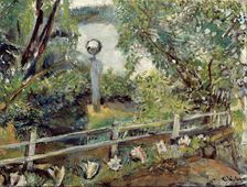 The Garden with the Glass Ball, probably 1918. Creator: Christian Krohg