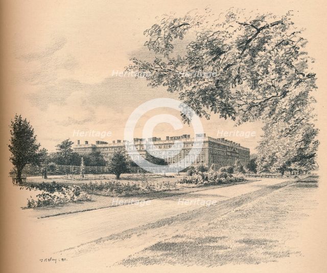 'The Garden Fronts of Hampton Court Palace', 1902. Artist: Thomas Robert Way.