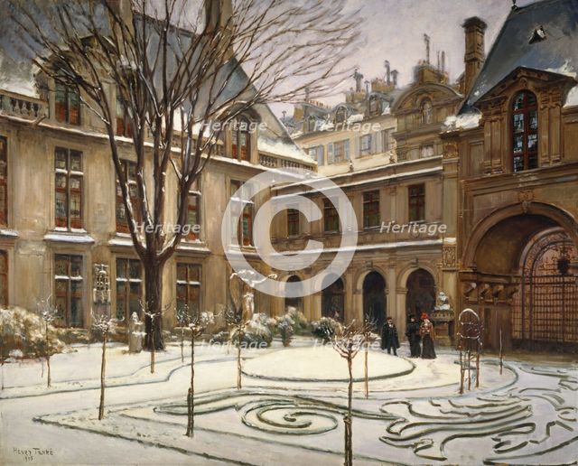 The garden of the Carnavalet museum; snow effect, 1905. Creator: Henry Tenre.
