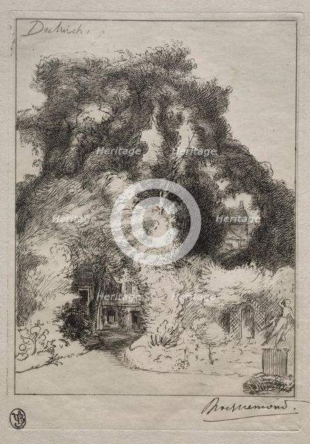 The Garden of the Inn at Dulwich, c. 1870. Creator: Félix Bracquemond (French, 1833-1914).