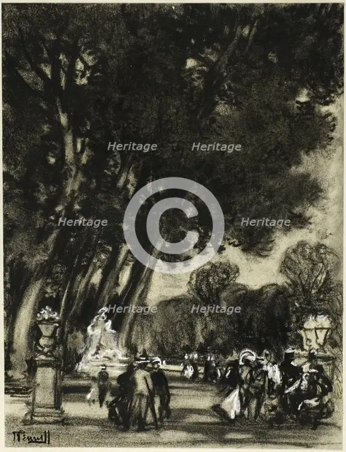 The Garden of the Island, Aranjuez, c. 1903. Creator: Joseph J Pennell.