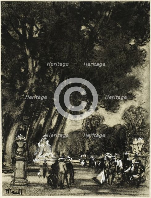 The Garden of the Island, Aranjuez, c. 1903. Creator: Joseph J Pennell.