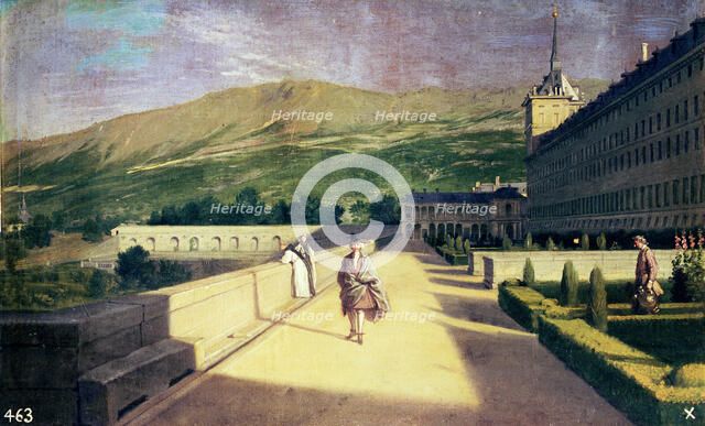  'The Garden of the monks in the Monastery of San Lorenzo del Escorial', oil on canvas by Miguel …