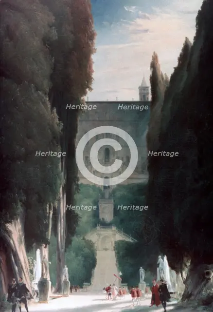 'The Garden of the Villa d'Este', 1830. Artist: Karl Blechen