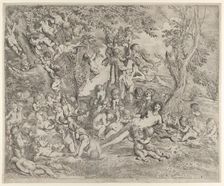 The Garden of Venus who reclines in the centre before a herm of Pan and surrounded ..., ca. 1631-37. Creator: Pietro Testa