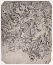 The garden of Venus, proof impression of upper left corner, ca. 1631-37. Creator: Pietro Testa