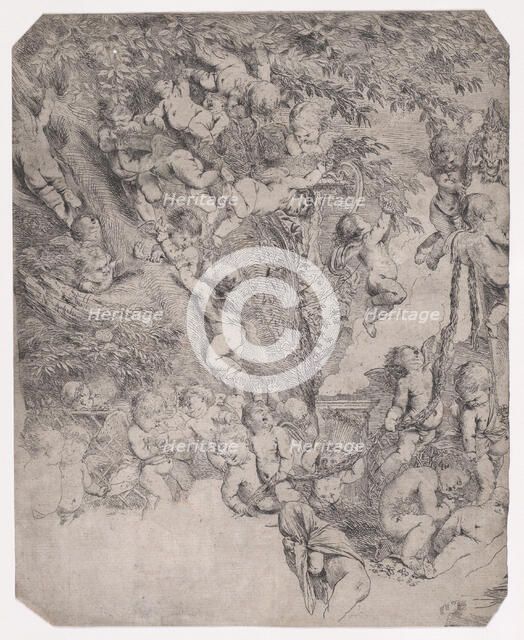 The garden of Venus, proof impression of upper left corner, ca. 1631-37. Creator: Pietro Testa.