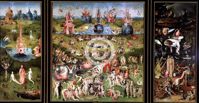  'The Garden of Earthly Delights', complete triptych by Hieronymus Bosch.