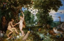 The Garden of Eden with the Fall of Man, c. 1615. Creator: Brueghel, Jan, the Elder (1568-1625)