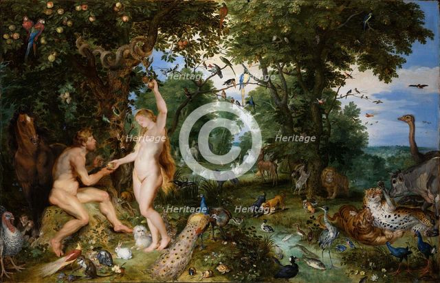 The Garden of Eden with the Fall of Man, c. 1615. Creator: Brueghel, Jan, the Elder (1568-1625).