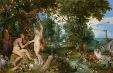 The Garden of Eden with the Fall of Man. Creators: Jan Brueghel the Elder, Peter Paul Rubens